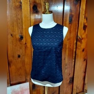 Talbots Navy Circle Sleeveless Blouse